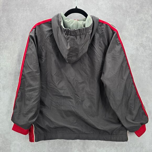 Tek Gear Gray Red Full Zip Hooded Track Windbreaker Jacket Coat Large L 14/16 - Picture 2 of 5